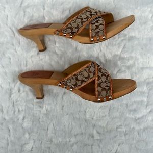 ‼️HUGE DEAL‼️Coach Wooden Double Strap Sandals Slides Size 8